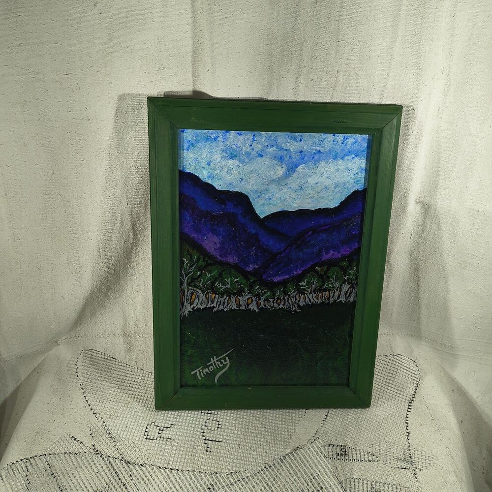 Original Acrylic Painting" Purple Mountains Majesty" 13" X 18" By Timothy Design